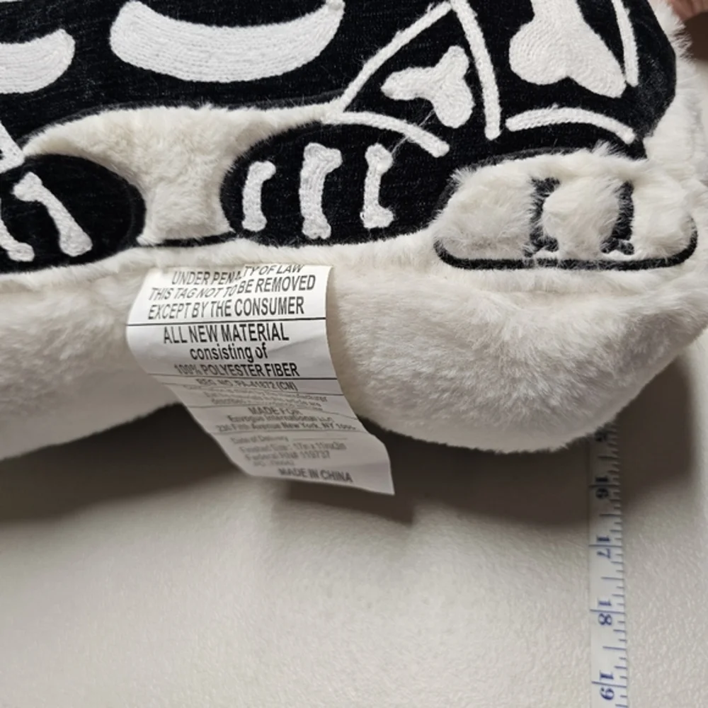 Midnight Magic Dog Skeleton Halloween Decorative Pillow Black White Summerween‎